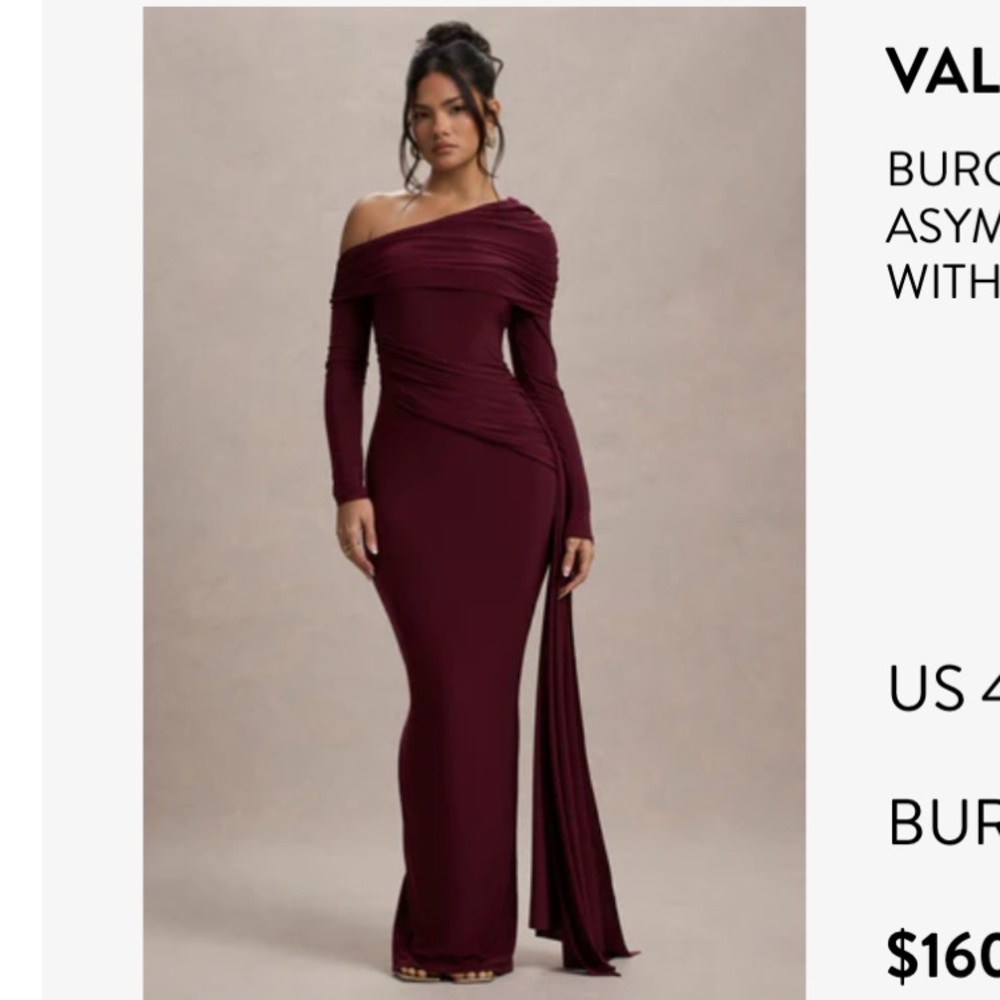 Chic One Shoulder Burgundy Dress